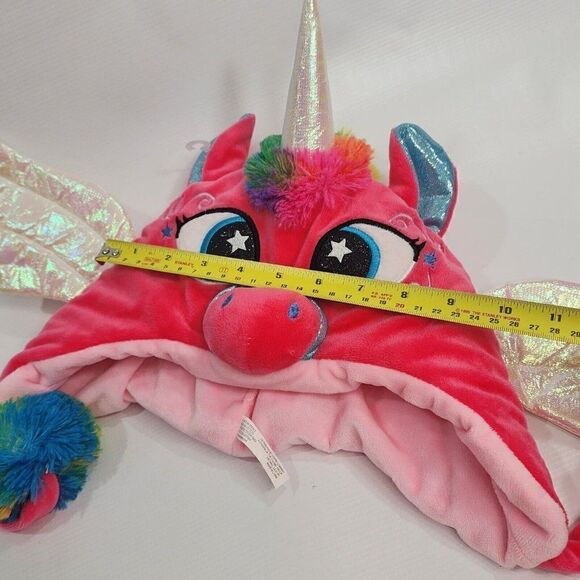 Girls Pink Unicorn Pegaus Plush Winter Hat - OSFM - Pink - Picture 2 of 3